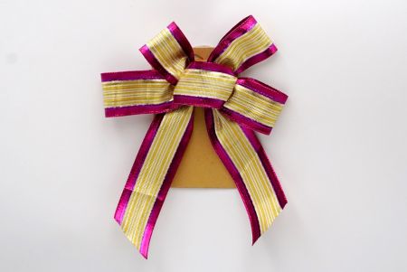 Stripe Yellow and Violet Metallic Edge 5 Loops Ribbon Bow_BW637-W1289-1